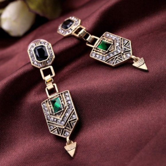 Two Tones Vintage Gold Earrings - Picture 4 of 6